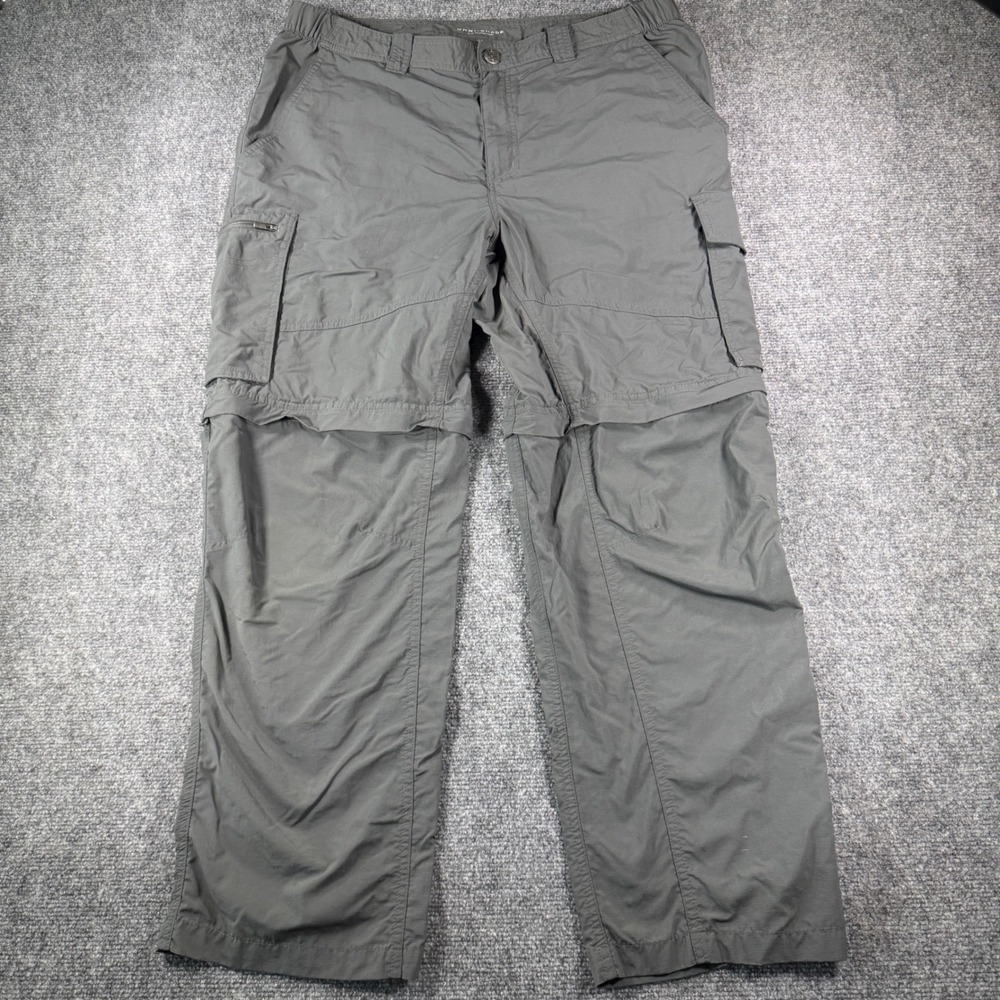 Columbia Convertible Cargo Pants Mens 38x30 Grey Omni-Shade Hiking Trail Regular